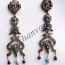 Antique Look 1.80Ct Rose Cut Diamond 92.5% Silver MulticolorStone Earring CSJ555