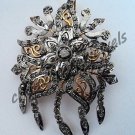 Vintage Reproduction 1.50 C Rose Cut Diamond Sterling Silver Brooch/Pin/ Pendant
