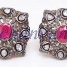 Vintage Antique Look Rose Cut/Polky Diamond Sterling Silver Stud Earring CSJ702