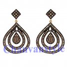 Vintage Antique Inspire 4.48Ctw Rose Cut Diamond Sterling Silver Dangle Earring
