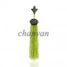Antique Inspire 2.00C Rose Cut Diamond 92.5% Silver Peridot Tassel Pendant CSJ29