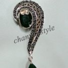 Victorian Look 0.80Ct Rose Cut Diamond Sterling Silver Emerald Pendant CSJ314