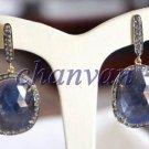 Vintage/Antique/victorian 2.00 Ct Rose Cut Diamond 92.5% Silver Sapphire Earring
