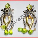 Vintage Look 1.00Ct Rose Cut Diamond 925 Sterling Silver Peridot Earring CSJ594