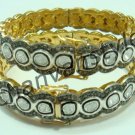 Victorian Look !! 10.955 Ctw Rose Cut Diamond .925 Silver Polky Bracelet Pair