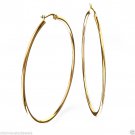Gold Finish Handcraft Sterling Silver Women Gift Hoop Earring 2" Inches CSJ Ebay