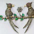Vintage Antqiue Inspired 3.2Ct Rose Cut Diamond Sterling Silver Brooch Pin CSJ