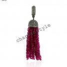 Vintage Inspire !!2.30 Ctw Rose Cut Diamond .925 Sterling Silver Ruby Pendant