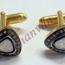 Anniversary Gift Sterling Silver Rose Cut and Polki Diamond Fine Cufflinks