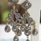Vintage Repro 6.10 Ct Rose Cut Diamond 925 Sterling Silver Dangle Polky Earring