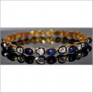 Vintage Look Rose Cut Polky Diamond 925 Silver Tennis Sapphire Bracelet 120517