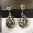Artisan Vintage Repro 2.56CT Rose Cut Polki Diamond 925 Silver Pave Earring CSJ