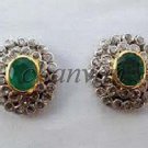 Vintage/Antique Look 1.30Ct Rose Cut Diamond Silver Emerald Stud Earring @CSJ419
