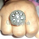 Victorian/Antique Look Diamond/Polky (2.20 Ctw,Rose Cut) Silver Wedding Ring