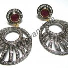 Antique Look 4.50Ct Rose Cut Diamond .925 Sterling Silver Ruby Nice Earring CS40