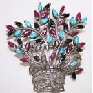 Vintage/Victorian Look 1.0 Ct Rose Cut Diamond 925 Silver multi color Brooch/Pin