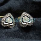 Vintage Reproduction Rose Cut/Polky Diamond 925 Silver Heart Stud Earring @CSJ72