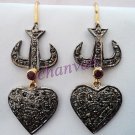 Vintage Reproduction 1.0 Ct Rose Cut Diamond 925 Sterling Silver Ruby Earring