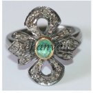Vintage/Victorian Look Deco Rose Cut Diamond Sterling Silver Emerald Ring @CSJ79