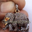 Elephant !!Vintage/Victorian Look 1.90C Rose Cut Diamond 925 Silver Pendant CS62