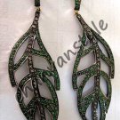 Victorian Look Handcraft 0.80C Rose Cut Diamond 925 Silver Emerald Earring CSJ67