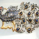 Victorian/Vintage INSP Rose Cut Diamond 925 Silver Sapphire Brooch/ Pin @CSJ 276