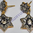Estate Vintage Look Rose Cut Polky Diamond Sterling Silver Star Earring CSJ0711