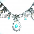 Victorian Style 11.16Ct Rose Cut Diamond Silver Turquoise Wedding Necklace CSJ