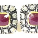 Vintage Look 0.50Ct  Polky Diamond 925  Silver Ruby Cufflinks @ Men Jewelry CSJ