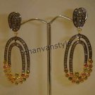 Pave Vintage Style Handmade Rose Cut Diamond 925 Sterling Silver Dangle Earring