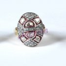 Estate Victorian Style 0.74Ct Rose Cut Diamond 925 Sterling Silver Polky Ring