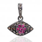 Evil Eye Vintage Reproduction 1.00Ct Rose Cut Diamond 925 Silver Pendant CSJ88