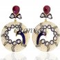 Peacock Style Vintage INSP 2.25C Polki/ Rose Cut Diamond 925 Silver Hoop Earring