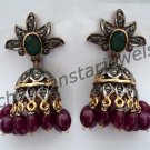 Wedding Ethnic Style 1.2Ct Rose Cut Diamond Sterling Silver Ruby Jhumka Earring