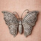 Vintage Antique Style 3.0Ct Rose Cut Diamond 925 Silver Butterfly Brooch Pin