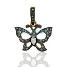 Butterfly vintage Style 0.72Ct Rose Cut Diamond 925 Silver Polki Pendant CSJ0911