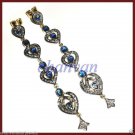 Antique Vintage Style 2.20Ct  Rose Cut Diamond 925 Silver Long Sapphire Earring