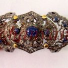Pave Vintage Look Artisan Rose Cut Diamond 925 Silver Sapphire Gift Knuckle Ring