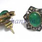 Wedding Gift Rose Cut Diamond Sterling Silver Emerald Antique INS Earring CSJ412