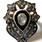 Vintage/Victorian Style 0.80Ct Rose Cut Diamond Sterling Silver Polky Ring CSJ78
