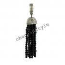 Pave Vintage Style 2.33Ct Rose Cut Diamond Tassel Onyx 925 Silver Pendant csj606