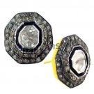 Antique/ Victorian Inspire Rose Cut/Polky Diamond 925 Silver Stud Earring CSJ610