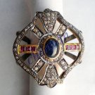 Vintage Look 1.40Ct Rose Cut Diamond 92.5% Silver Ruby/Sapphire Ring Jewelry 241