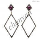 Vintage Inspire 3.50CT Rose Cut Diamond 92.5% Silver Antique Look Earring CSJ555