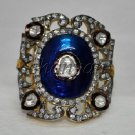 Vintage/Antique Look 2.0 Ct Rose Cut Polky Diamond 92.5% Silver Enamel Ring 0017