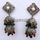 Vintage/Antique INSP. Rose Cut Diamond 925 Silver Ruby Jhumki Earring @CSJ14517