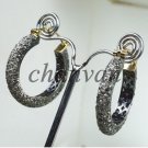 Vintage Reproduction Artisan 2.0Ct Rose Cut Diamond Sterling Silver Loop Earring