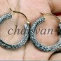 Vintage Reproduction Artisan 2.0Ct Rose Cut Diamond Sterling Silver Loop Earring
