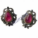 Vintage Antique Look 2.00Ct Rose Cut Diamond 925 Silver Ruby Earring csj1211