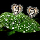 Heart Shape Antique Look 0.98C Rose Cut Diamond Polky .925 Silver Earring CSJ34